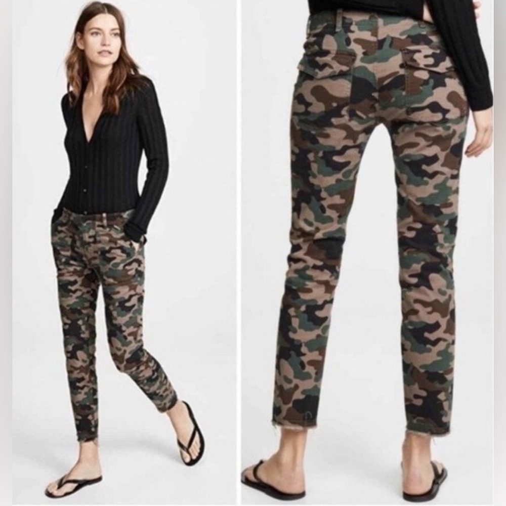 NILI LOTAN Womens 6 Pants Jenna Camouflage Raw Hem